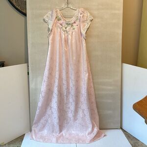 vintage natori neiman marcus nightgown S pink floral romantic cottage core